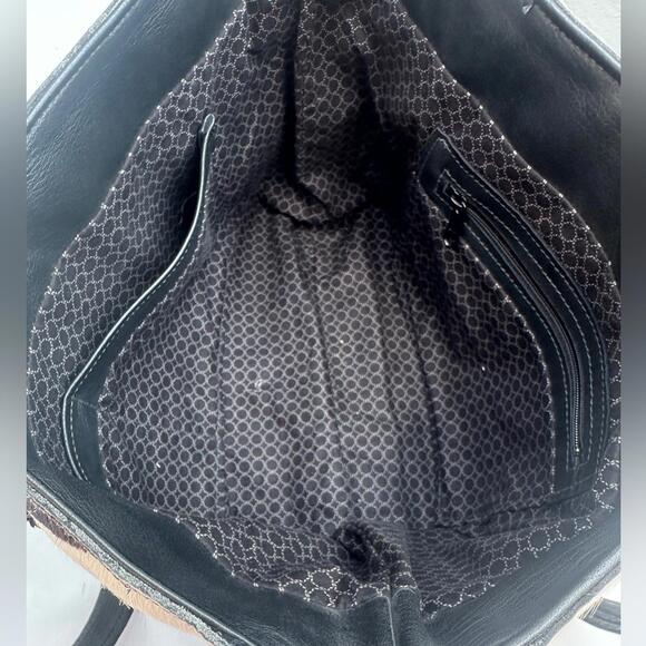 CIMMARON Zebra Black and White Haircalf Leather Large Tote Shoulder Bag - Picture 6 of 9